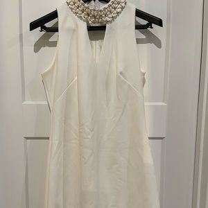 Taylor white mini dress with jeweled neck